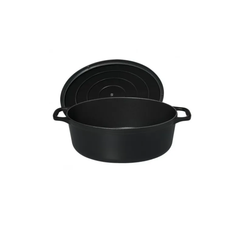 CHASSEUR Cocotte En Fonte|Cocotte en Fonte Ovale 25 cm Noir Mat