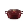 LE CREUSET Cocotte En Fonte|Cocotte en Fonte Ovale 29 cm Garnet Bouton Doré Signature