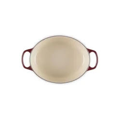 LE CREUSET Cocotte En Fonte|Cocotte en Fonte Ovale 29 cm Garnet Bouton Doré Signature