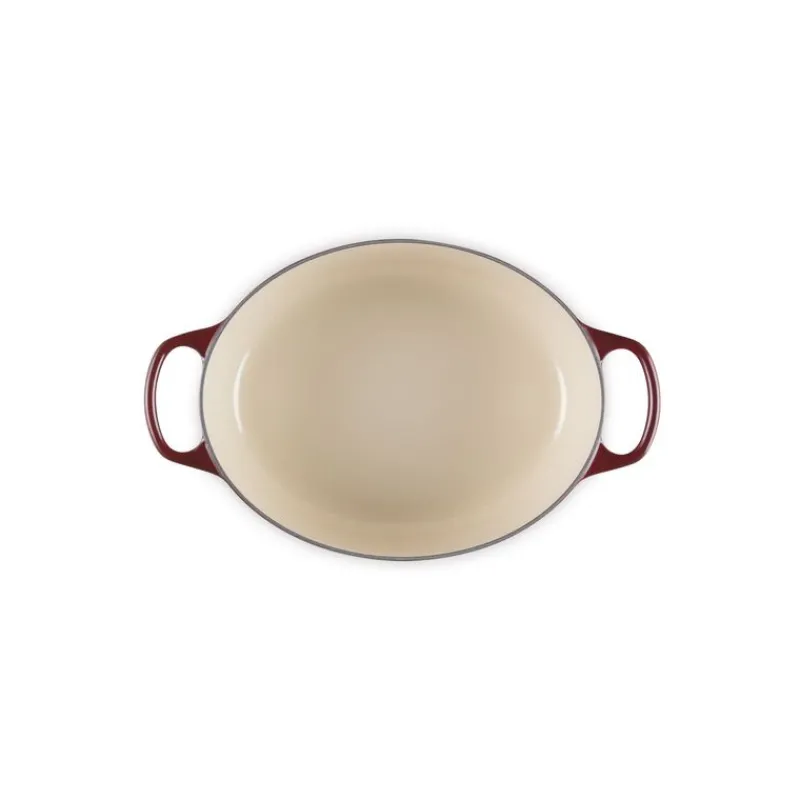 LE CREUSET Cocotte En Fonte|Cocotte en Fonte Ovale 29 cm Garnet Bouton Doré Signature