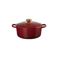 LE CREUSET Cocotte En Fonte|Cocotte en Fonte Ronde 24 cm Garnet Bouton Doré Signature