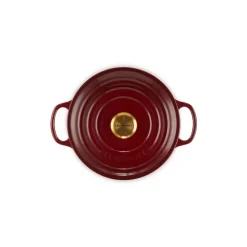 LE CREUSET Cocotte En Fonte|Cocotte en Fonte Ronde 24 cm Garnet Bouton Doré Signature