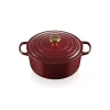 LE CREUSET Cocotte En Fonte|Cocotte en Fonte Ronde 28 cm Garnet Bouton Doré Signature