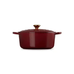 LE CREUSET Cocotte En Fonte|Cocotte en Fonte Ronde 28 cm Garnet Bouton Doré Signature