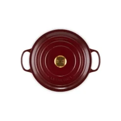 LE CREUSET Cocotte En Fonte|Cocotte en Fonte Ronde 28 cm Garnet Bouton Doré Signature