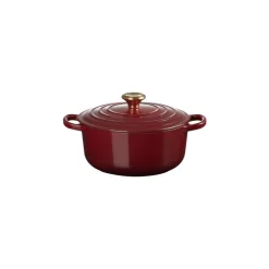 LE CREUSET Cocotte En Fonte|Cocotte en Fonte Ronde 20 cm Garnet Bouton Doré Signature