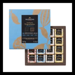 VALRHONA Chocolats À Offrir|Confiserie|Coffret 32 Carrés de Chocolats Noir et Lait Les Essentiels 160 g