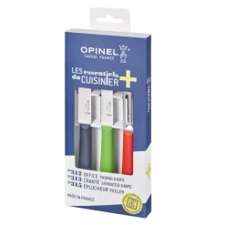 OPINEL Couteau D'office|Eplucheurs, Dénoyauteur|Coffret 2 Couteaux de Cuisine et un Eplucheur Les Essentiels +