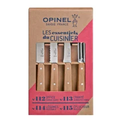 OPINEL Couteau D'office|Eplucheurs, Dénoyauteur|Coffret 3 Couteaux de Cuisine et un Eplucheur Les Essentiels