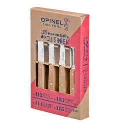 OPINEL Couteau D'office|Eplucheurs, Dénoyauteur|Coffret 3 Couteaux de Cuisine et un Eplucheur Les Essentiels