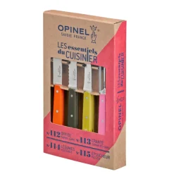 OPINEL Couteau D'office|Eplucheurs, Dénoyauteur|Coffret 3 Couteaux de Cuisine et un Eplucheur Fifties Les Essentiels