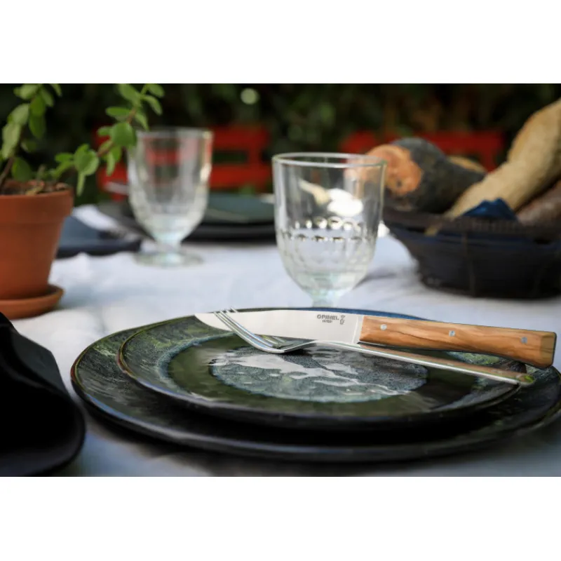 OPINEL Couverts|Coffret 4 Couteaux de Table Olivier Facette