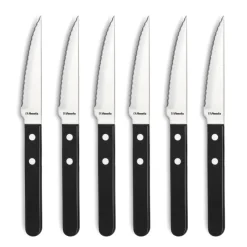 AMEFA Couverts|Coffret 6 Couteaux Steak Pizza Noir 21,5 cm
