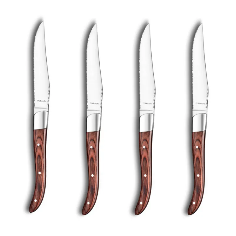 AMEFA Couverts|Coffret 4 Couteaux Steak Royal Steak Bois 22,5 cm