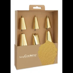 SCRAPCOOKING Douilles Pâtisserie|Coffret 6 Douilles Pâtissières Inox Dorées