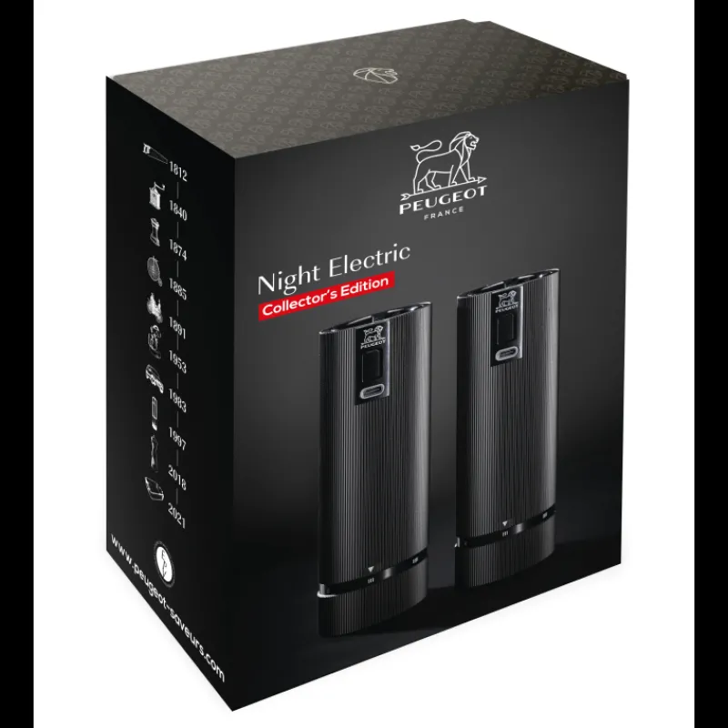 PEUGEOT Moulin|Coffret 2 Moulins Electriques Sel & Poivre Noir Mat 15 cm