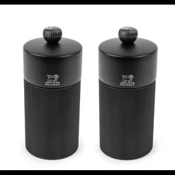 PEUGEOT Moulin|Coffret 2 Moulins Manuels Sel & Poivre Noir Mat 12 cm + Entonnoir