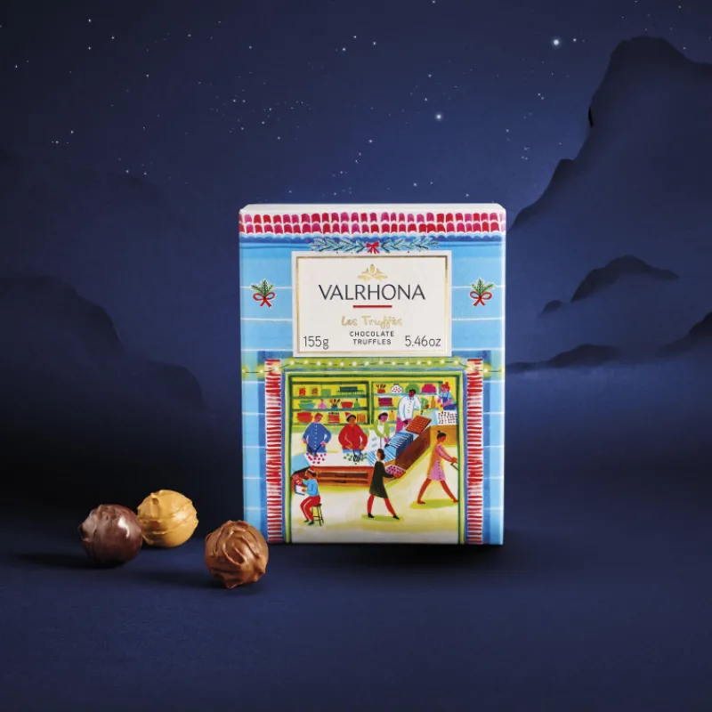 VALRHONA Chocolats À Offrir|Coffret 12 Truffes Noël Enrobage Chocolat 155 g