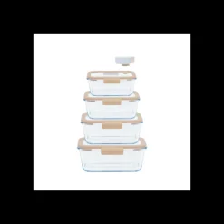 PEBBLY Conservation|Coffret de 4 Boîtes de Conservation en Verre et Pompe de Mise Sous-Vide