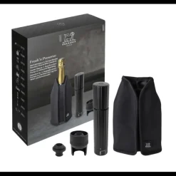 PEUGEOT Accessoires Vin|Coffret Pompe à Vin et Champagne Double Manuelle ABS + Rafraichisseur Frizz Noir