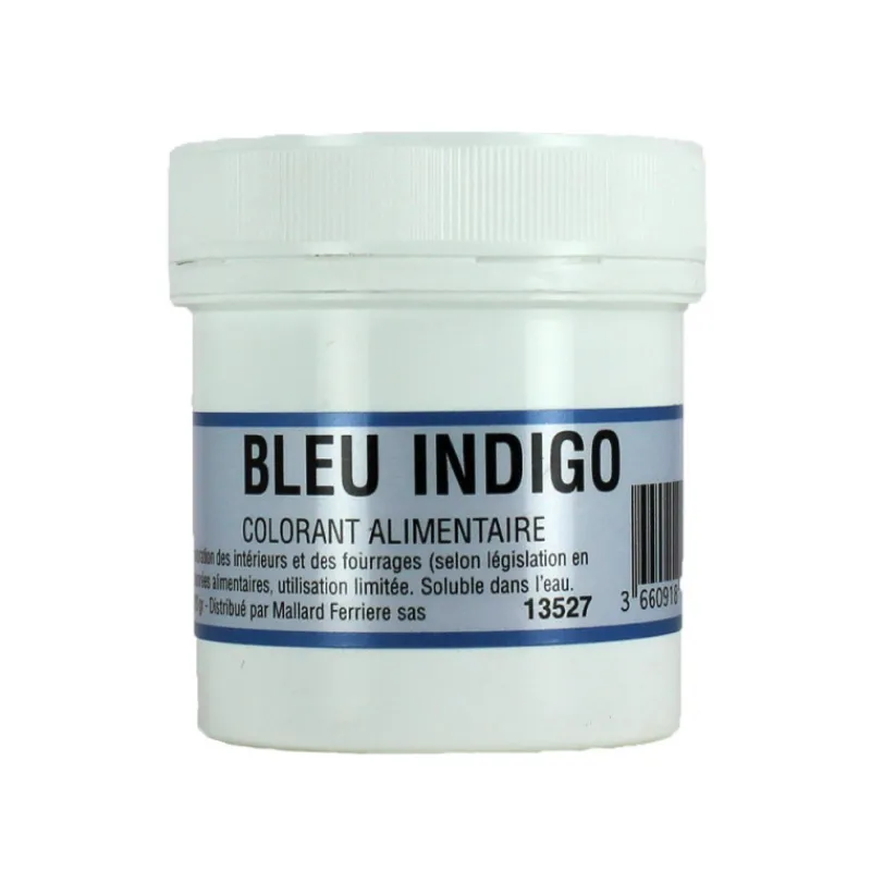MALLARD FERRIERE Colorants Alimentaires|Colorant alimentaire Bleu Indigo E132 Poudre Hydrosoluble 20g