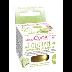 SCRAPCOOKING Colorants Alimentaires|Colorant Alimentaire de Surface Irisé Vert Citron 5 g