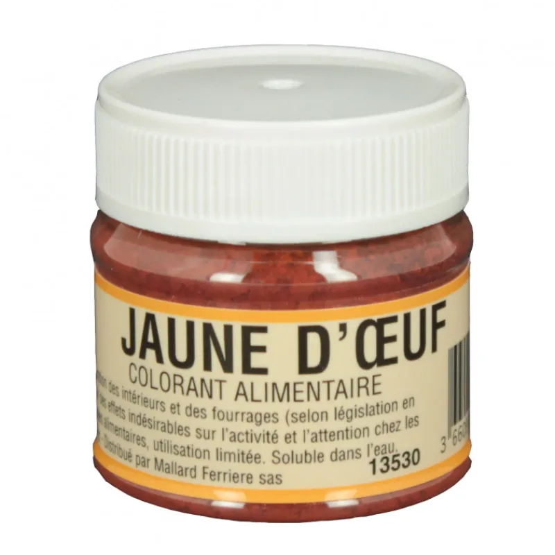 MALLARD FERRIERE Colorants Alimentaires|Colorant alimentaire Jaune d'Oeuf E102/E129 Poudre Hydrosoluble 20g