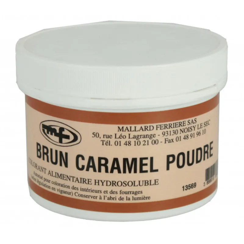 MALLARD FERRIERE Colorants Alimentaires|Colorant alimentaire Marron Brun Caramel E102/E129/E151 Poudre Hydrosoluble 100g