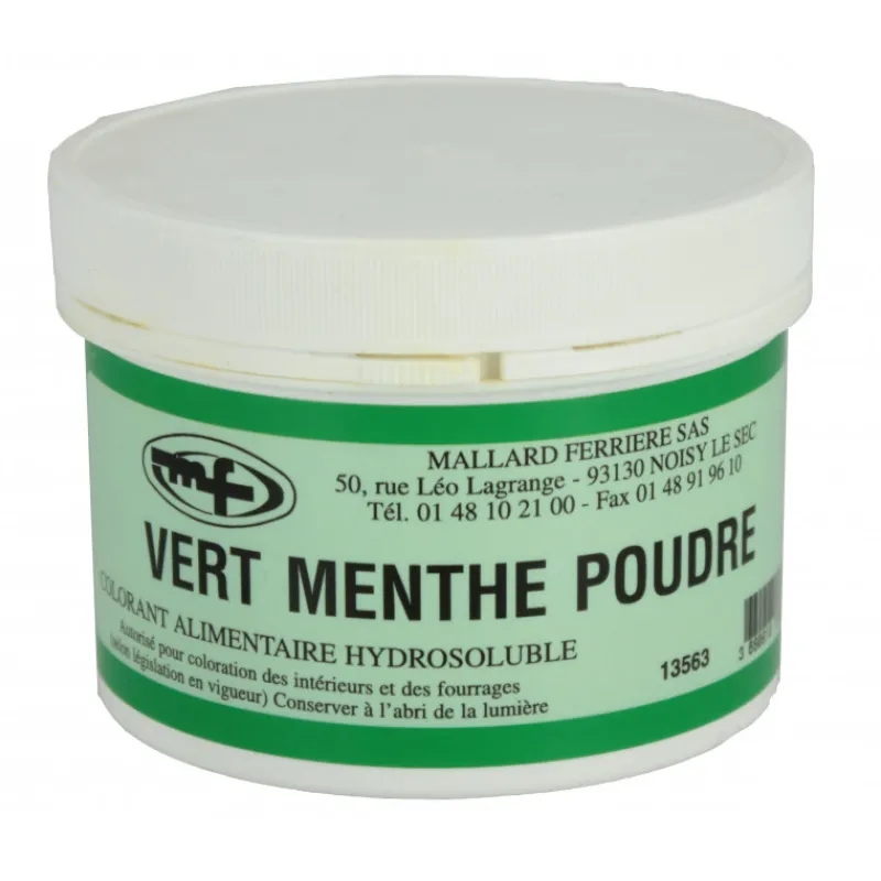 MALLARD FERRIERE Colorants Alimentaires|Colorant alimentaire Vert Menthe E102/E131 Poudre Hydrosoluble 100g