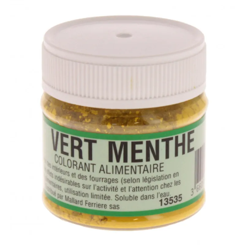 MALLARD FERRIERE Colorants Alimentaires|Colorant alimentaire Vert Menthe E102/E131 Poudre Hydrosoluble 20g