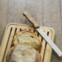 PEBBLY Couteau À Pain|Couteau à Pain Inox et Bambou 32 cm