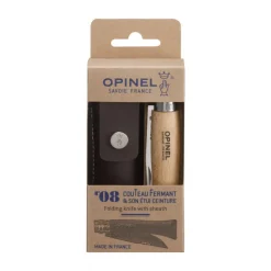 OPINEL Couverts|Couteau de Poche N°8 en Inox avec Etui Hêtre