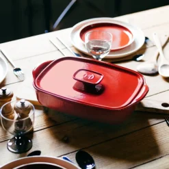 EMILE HENRY Couvercle De Cuisson|Couvercle Rectangulaire en Céramique pour Plat à Four 25 x 18 cm Grand Cru