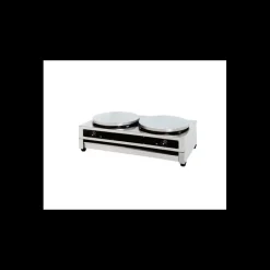 GAFIHC Matériel Snacking|Crêpière Eléctrique|Crêpière en Acier Inoxydable 2 Plaques de 40 cm