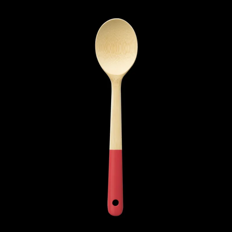 PEBBLY Maryses Et Cuillères|Cuillère de Cuisine Bambou 30 cm Rouge