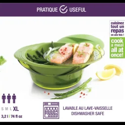 MASTRAD Cuiseur Vapeur|Cuit Vapeur en Silicone XL Vert