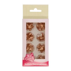 FUNCAKES Décoration Comestible|Décoration Gâteau Etoiles Bronze en Pâte à Sucre (x24)