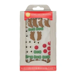 WILTON Décoration Comestible|Décoration Gâteau Noël Rennes en Glace Royale (x12)