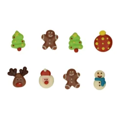 FUNCAKES Décoration Comestible|Décorations en Chocolat Blanc Noël (x8)