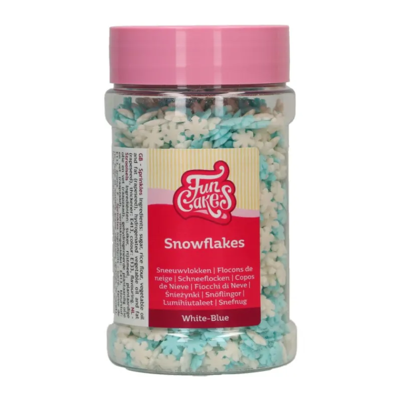 FUNCAKES Décoration Comestible|Décors en Sucre Flocon de Neige Bleu et Blanc 150 g