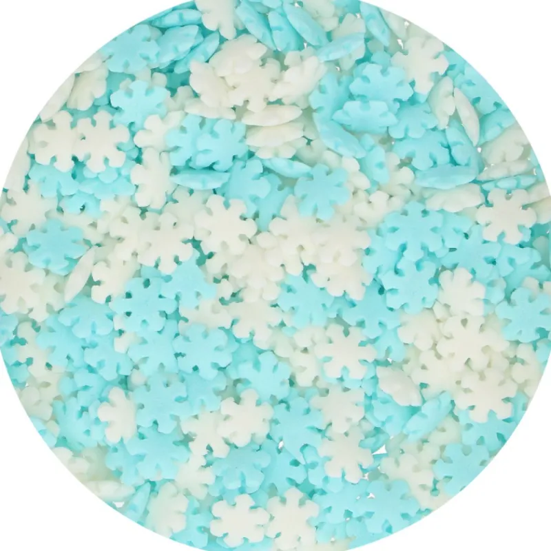 FUNCAKES Décoration Comestible|Décors en Sucre Flocon de Neige Bleu et Blanc 150 g