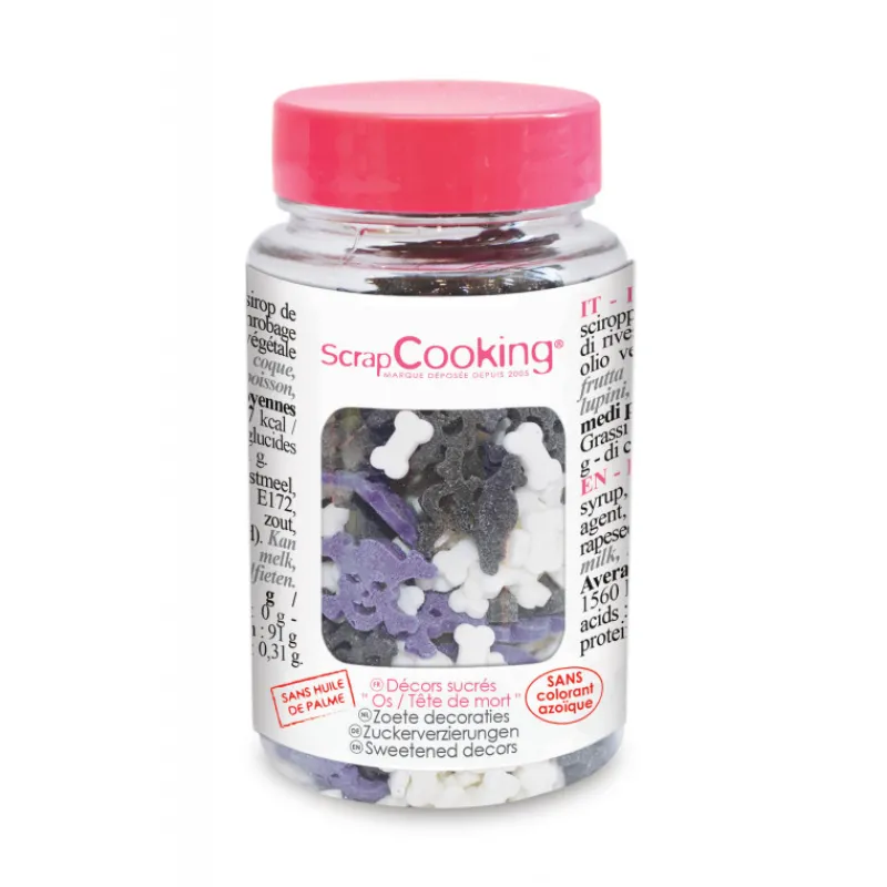 SCRAPCOOKING Décoration Comestible|Décors en sucre Halloween Os et Tête de Mort 50g