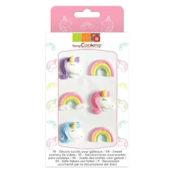 SCRAPCOOKING Décoration Comestible|Décors en Sucre Licorne et Arc en Ciel x6