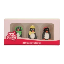 FUNCAKES Décoration Comestible|Décors en Sucre Pingouins 3D (x3)