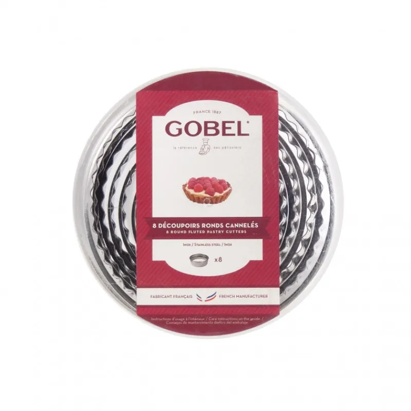 GOBEL Emporte Pièce - Découpoir Pâtisserie|Découpoirs Ronds cannelés inox (boite de 8)