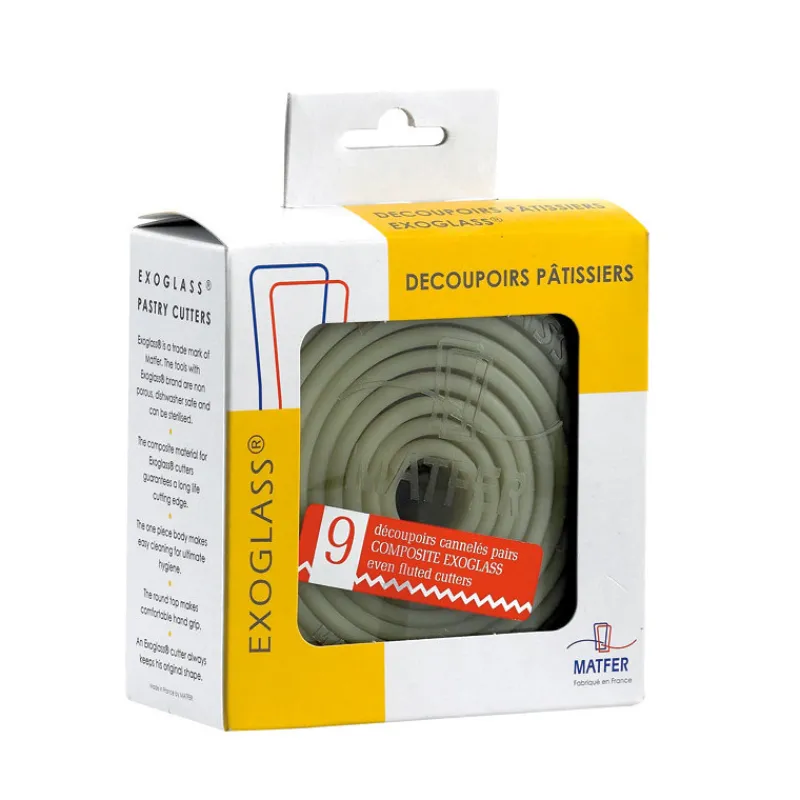 MATFER Emporte Pièce - Découpoir Pâtisserie|Découpoirs Ronds Cannelés Pairs Exoglass (Boîte de 9)