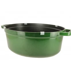 STAUB Cocotte En Fonte|DEFAUT Cocotte Fonte Ovale 31 cm Vert Basilic Majolique 5,5 L (sans couvercle)