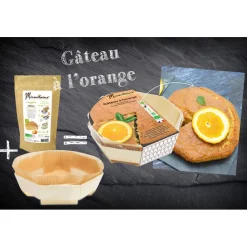 MIRONTAINE Produits Bio|Préparation Pâtisserie|DLUO Courte Préparation Bio Gâteau à l'Orange + Moule en Bois