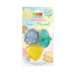 SCRAPCOOKING Emporte Pièce - Découpoir Pâtisserie|Emporte-Pièce Sirène, Coquillage, Poisson x3 avec poussoir éjecteur