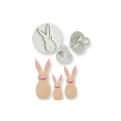 PME Emporte Pièce - Découpoir Pâtisserie|Emporte-Pièces avec Poussoir Famille Lapin (x3)